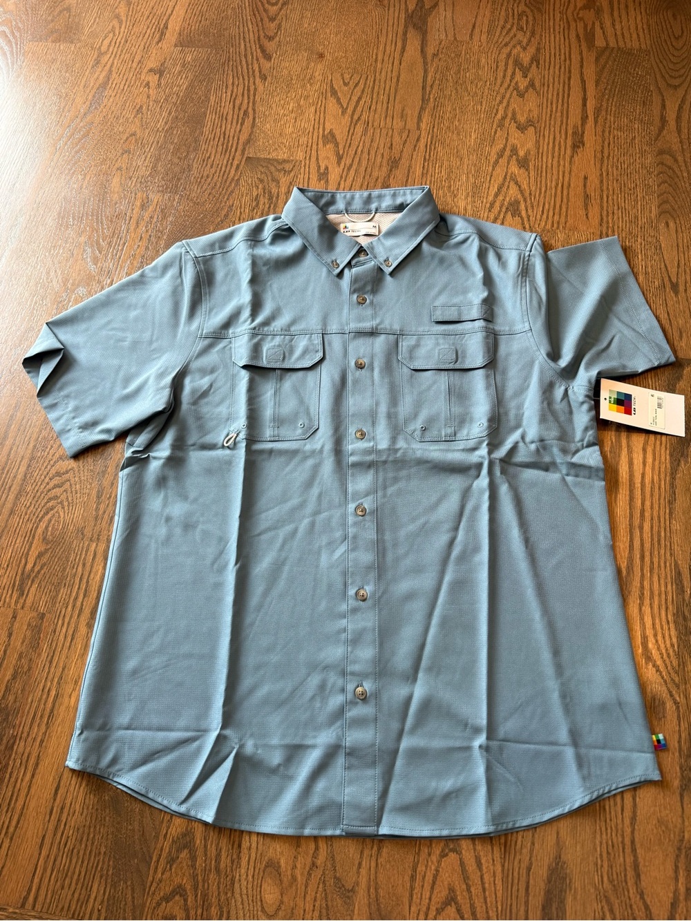 NWT UB TECH Men's Short-Sleeve Utility outdoor Shirt - Light Blue medium